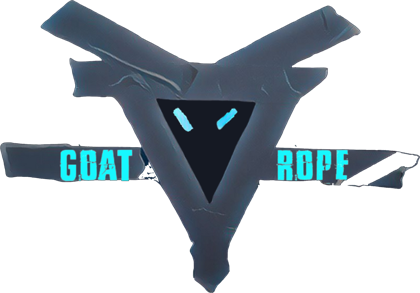 Goat Rope band logo, a goat head made of duct tape