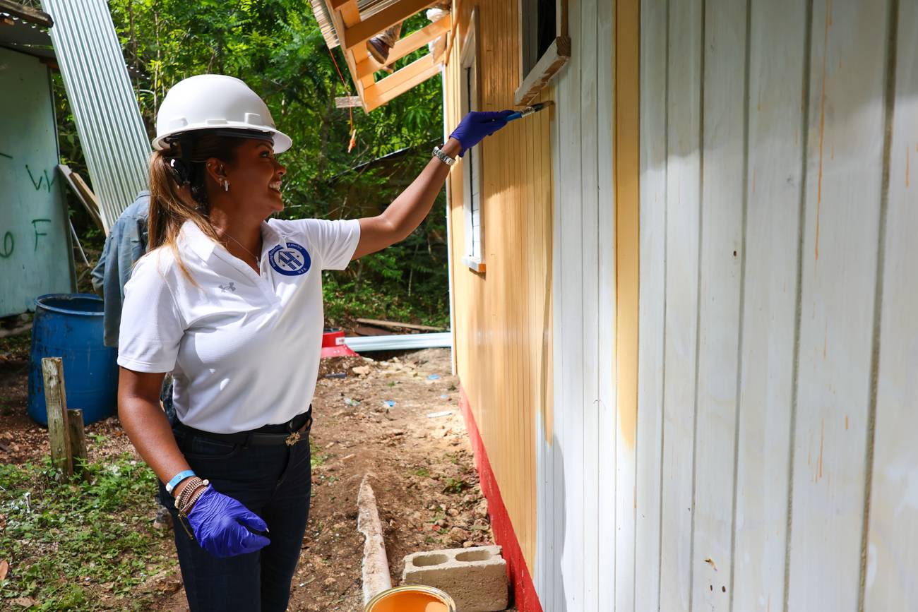 Volunteers at work on a Diaspora Day of Service home build